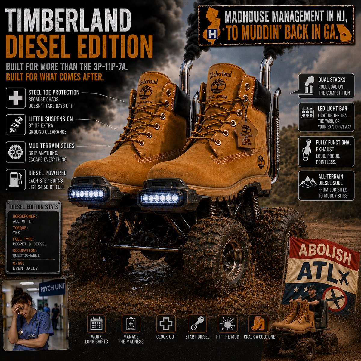 BlackForceFoe's tweet photo. In case you’re seeing these new timb releases and curious…no they are not optimized for slidin on em inner city or catchin em hiding out at Auntie Loretta’s place down south.
Black force enhanced grip soles 4 sale. Regular timbs ⬆️ full steel armor models rated 7.62x39 AND NATO! https://t.co/XyyUf153xw