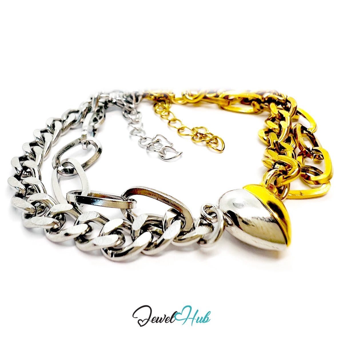 JewelHubcouk's tweet photo. Elevate your style with our 🔥 DuoTone Magnetic Titanium Steel Gold and Silver Bracelet with Heart Clasp! This stunning piece combines elegance and sophistication in one beautiful design. Get yours today and stand out from the crowd! #bracelet #jewelry #fashionstatement 💫✨ https://t.co/fPu7BnUwS9