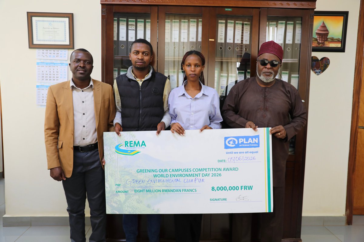 PUR_RWANDA's tweet photo. This morning, our VC, Olu Ojedokun, received members of the PUR Green Environmental Club to congratulate &amp; thank them for proudly representing our University &amp; securing the 1st Runner-Up position during the celebration of #WorldEnvironmentalDay2026.
We're #Exceptional
#WeArePUR https://t.co/3nyJYLYPwk