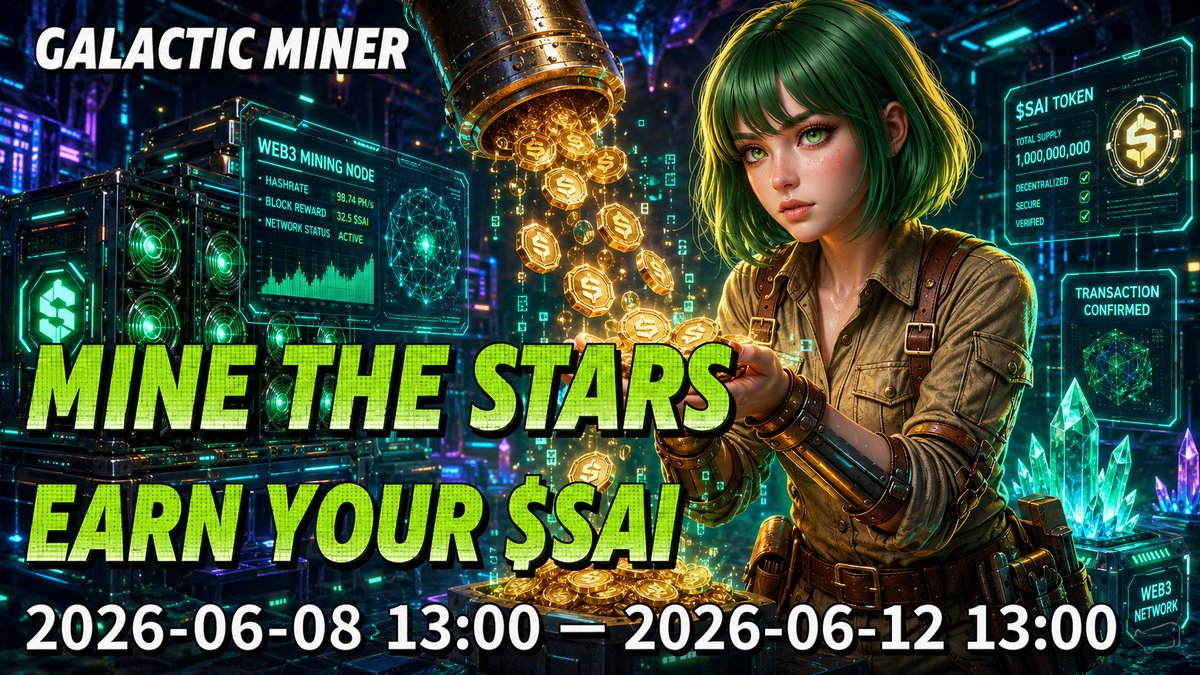 The_StarAI's tweet photo. Galactic Miner

Mine the stars, earn your $SAI.

📅 Duration
🕒 Start: 2026-06-08 13:00 UTC
⏳ End: 2026-06-12 13:00 UTC

🎉 About $SAI
$SAI is the governance token of StarAI (TGE not launched yet)

🔧 Enhanced Mining Pools
✨ Standard Pool: 777.6K $SAI — Mine with $STAR
✨ VIP Pool: 7.29M $SAI — Mine with USDT or $STAR
✨ NFT Pool: 3.24M $SAI — Stake StarAI NFTs to earn!

⚡️ Dynamic Bonus System
Every new participant increases total rewards!
🎉 +2,000 $SAI to Standard Pool
🎉 +3,000 $SAI to NFT Pool
🎉 +5,000 $SAI to VIP Pool

💡 Daily Free Boosts
🔥 Claim a 1% Accelerator Card daily — one per pool!

⛏️ Don’t miss out — Start mining today and unlock massive rewards! 🚀🔥

👇 https://t.co/QcpltYl8MI