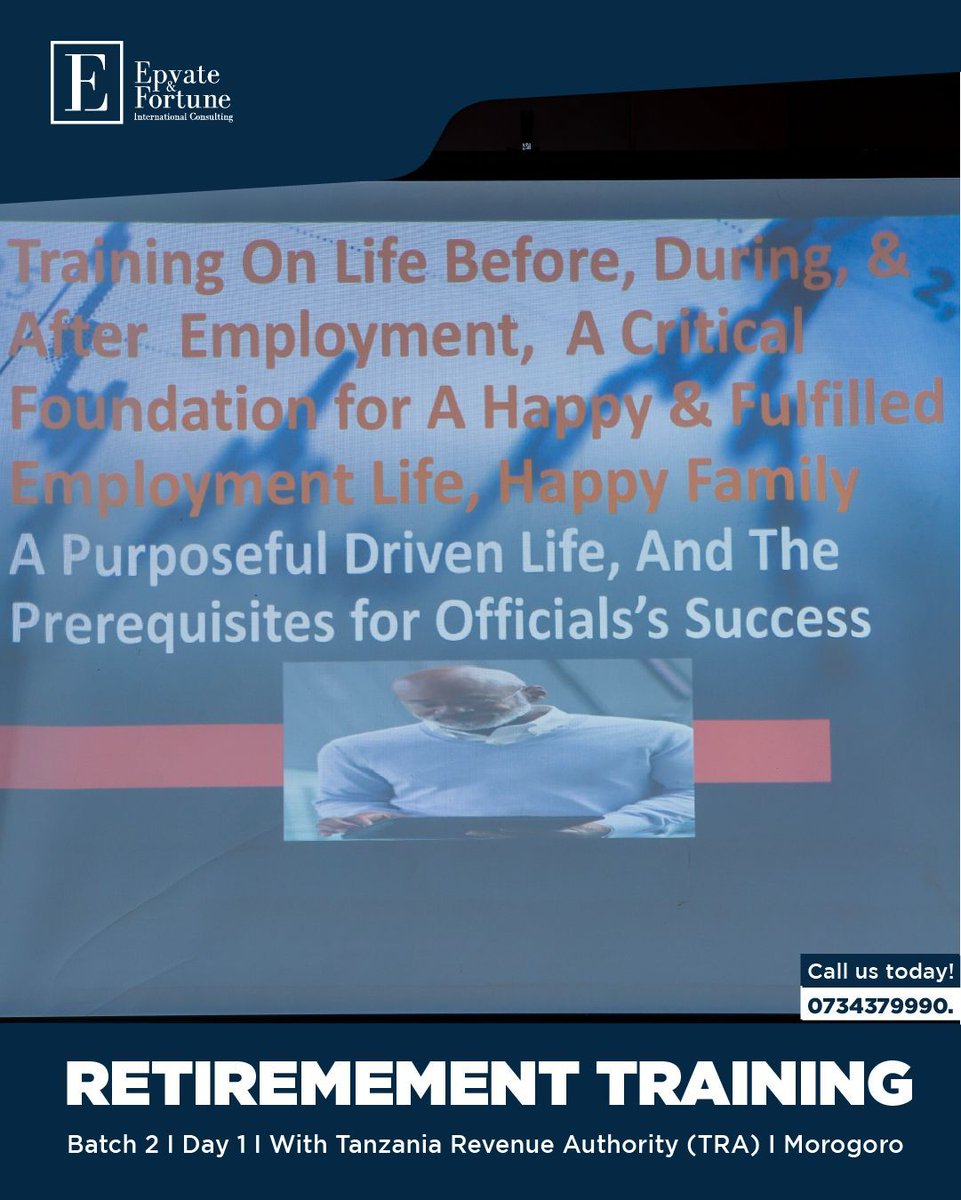 epvatefortune_'s tweet photo. Day One | TRA Retirement Preparation Training – Batch Two

Today marks the beginning of Batch Two of the TRA Retirement Preparation Training Programme. 
Investing in retirement preparedness today creates confidence for tomorrow.

📞 0734 379 990
📧 info@epvate-fortunetz.com https://t.co/o5a4VZrdtU