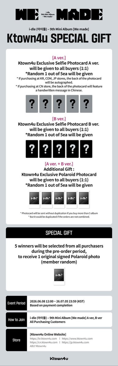 idlecards's tweet photo. I-DLE ‘We Made’ Ktown4u Pre-Order Benefit

#IDLE #아이들 https://t.co/tov4YJLJSV