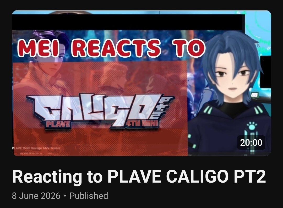 meicos_'s tweet photo. New video out!
Reacting to Caligo Pt2 mini album~
I recorded it on release day but haven't had time to finish edit until now
https://t.co/SR98u2QRfi

#plave #plli #kpop #vtuber #caligopt2 https://t.co/W66b4n7ZGi