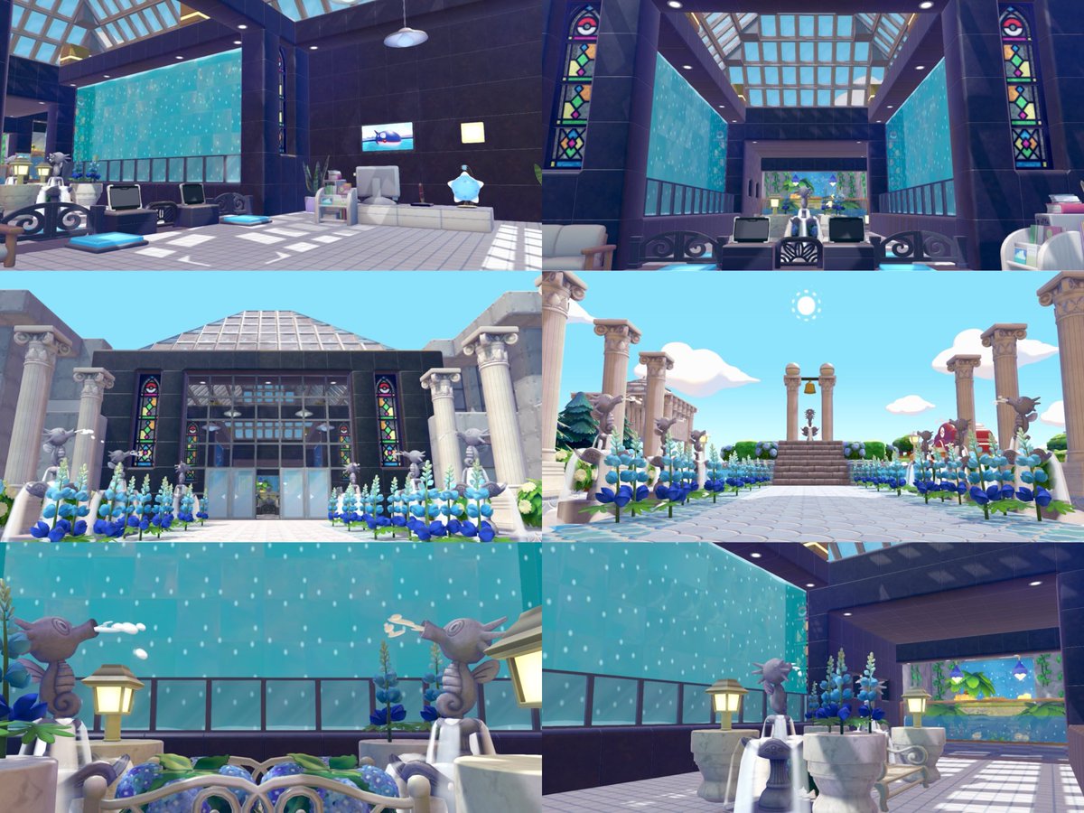 men_151's tweet photo. 水族館好きな人たちによる
＂ポケモンのこんな水族館があったらいいな＂をベースにクラウド島に水族館を作りました🪸🫧
水ポケモンとか川・海に生息しているポケモンたちに住んでもらっています💁‍♀️
(ぽこあポケモンには魚・海獣モチーフのポケモンが少ないので追加お待ちしてます)

#ぽこあポケモン https://t.co/i3do5lrvWO