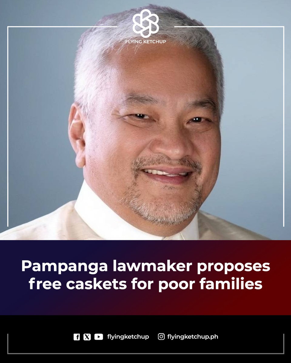 FlyingKetchup's tweet photo. FREE KABAONG FOR POOR FAMILIES

A lawmaker in Pampanga is pushing for a law that will provide free caskets and discounts on funeral services to poor families all over the country.

#FlyingKetchup https://t.co/e6WeqqDMFD