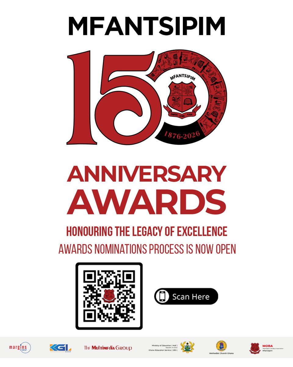 MfantsipimAt150's tweet photo. The search for Mfantsipim's finest trailblazers begins.  
We are proud to announce the opening of nominations for the Mfantsipim 150th Anniversary Awards! 🏆 

As we approach our historic sesquicentennial milestone, it is time to recognize the Old Boys, educators, and partners who have championed excellence globally.  

Scan the QR code to learn more about the awards, choose a category and nominate a person of your choice!  

#mfantsipim150 #mfantsipim #150 #MOBAawards
@mobafraternity @Mfantsipim_