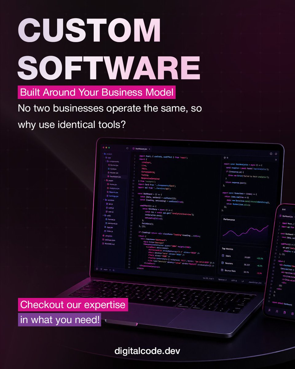 DigitalCode_Pk's tweet photo. 💻 Custom software built around your business.

Designed for your workflows.
Built for your goals.
Ready for your growth. 🚀

#CustomSoftware #TechSolutions #DigitalCode #SoftwareDevelopment #BusinessGrowth https://t.co/ZrfdyZqSla