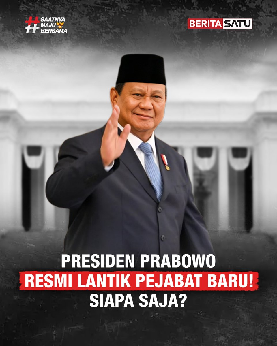 Beritasatu's tweet photo. Presiden Prabowo Subianto resmi melantik Nanik Sudaryati Deyang sebagai Kepala Badan Gizi Nasional (BGN) beserta dua wakilnya di Istana Negara, Senin (8/6/2026). Selain merombak jajaran pimpinan BGN, pada hari yang sama Presiden juga melantik Said Iqbal untuk mengemban amanah dalam jabatan baru di jajaran pemerintahan.

Simak berita selengkapnya di https://t.co/12KzHzegth, BeritaSatu TV, YouTube BeritaSatu dan unduh aplikasi BeritaSatu di iOS dan Apps Store!⁣⁣
⁣
#BeritaSatu #SaatnyaMajuBersama #PrabowoSubianto #BGN #MBG #Buruh