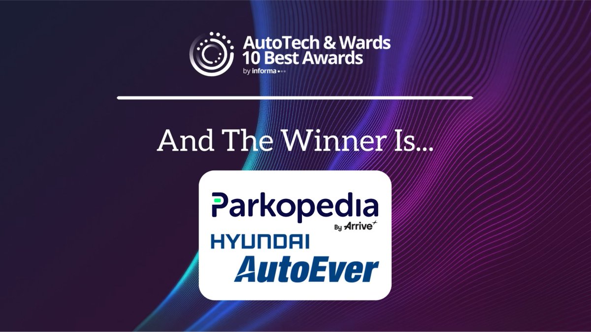 Parkopedia's tweet photo. 🏆 Thrilled to announce Parkopedia &amp; @HAutoever  have won the Autotech 2026 Automotive Tech Partnership Award!

We've built Europe’s first end-to-end in-car indoor navigation system, guiding drivers directly to indoor parking spots &amp; EV chargers. 🚗⚡ https://t.co/7TBdUPi7vU