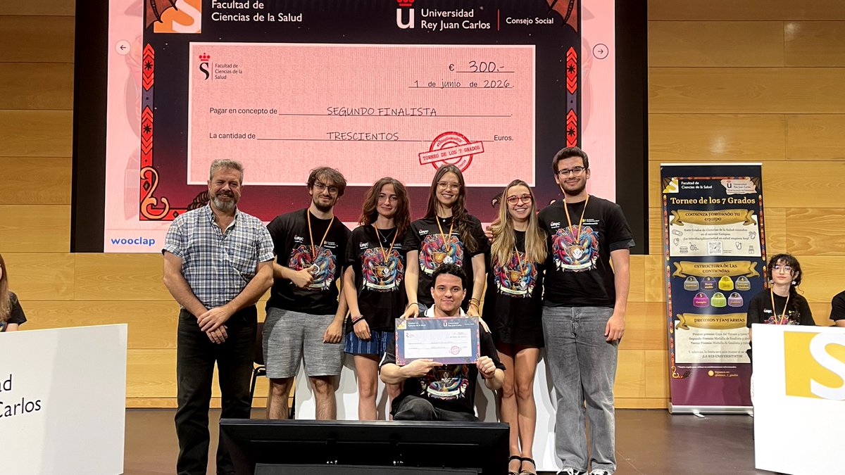URJCFCS's tweet photo. Neurocolapsadas gana el Torneo de los 7 Grados. SomosVitales se alzó con el segundo puesto y CD6_2.0 obtuvo el tercer puesto. ¡Enhorabuena a todos los equipos y nos vemos el próximo curso en la IV edición! https://t.co/dsnAdjuf4t