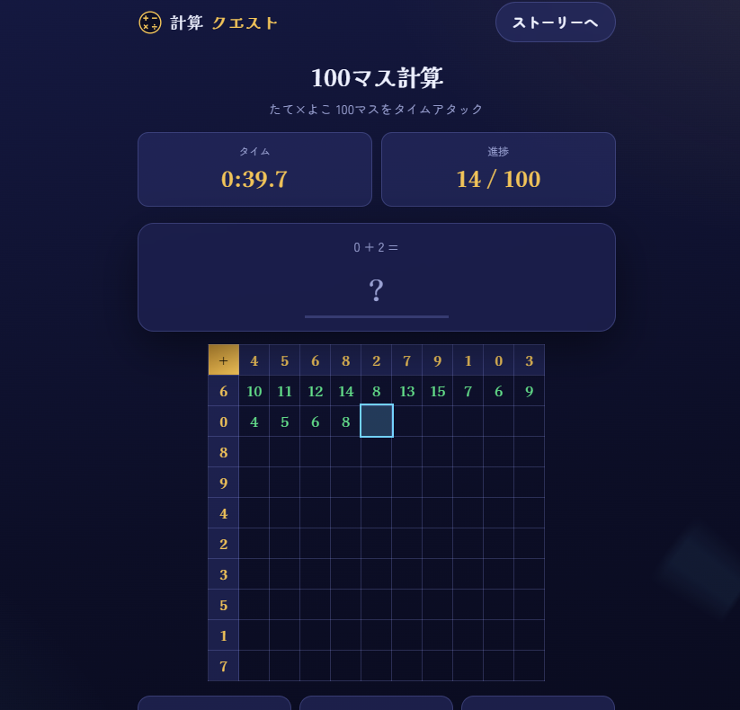 keisan_quest's tweet photo. スキマ時間にサクッと脳トレ⏱️
「100マス計算」「タイムアタック」で自己ベスト更新を狙えます。大人の計算トレーニングにも◎
テンキー推奨です。
#計算クエスト #脳トレ #暗算 https://t.co/mith0qBZ50
