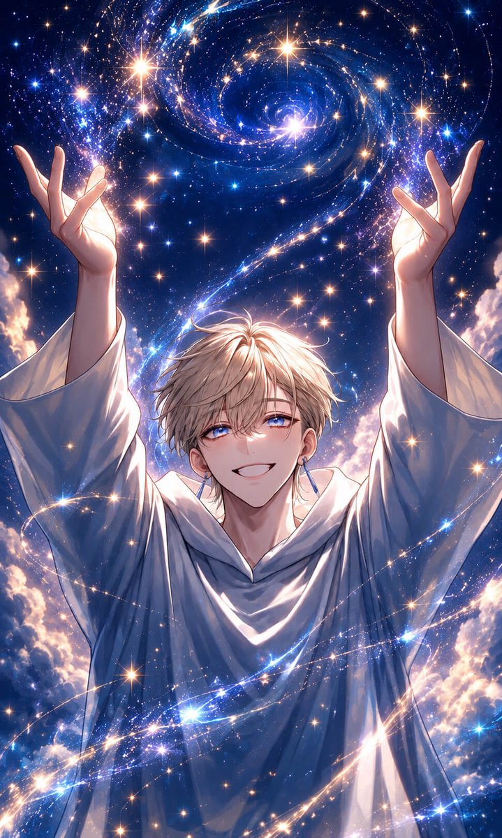 Pegasusandwolf's tweet photo. 銀河の神様です🤣

今日はよい1日でしたか？
私は楽しい1日でしたᐠ(   ᐢ ᵕ ᐢ )ᐟ
#AIイラスト https://t.co/D4fL02o7wg