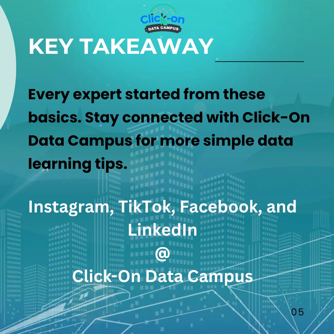 Click_OnCampus's tweet photo. Data doesn’t have to feel complicated when you start with the right tools. From spreadsheets to dashboards, every step builds your understanding. Keep it simple, stay consistent, and focus on learning the basics well
Follow Click-On Data Campus for more practical data learning. https://t.co/uu3I0U3NRF