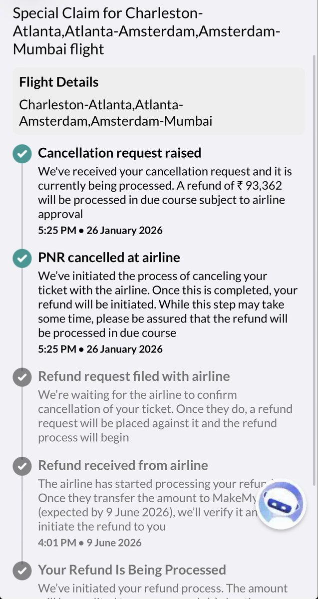 golnaz1380's tweet photo. @makemytrip @makemytrip 
Interesting update.

Your system previously showed that the airline refund was expected by28May https://t.co/YImEVaSTzf the same status has been changed to9June2026 without any refund being received. https://t.co/ha4BxDE2iL