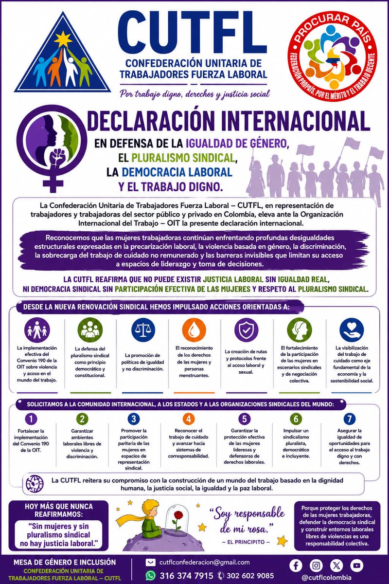 PropaisPais's tweet photo. @ilo Declaración Internacional en Defensa de la Igualdad de Género CUTFL https://t.co/gZL3lJWhCc