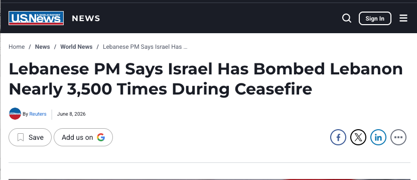 ians_robots's tweet photo. @Erin_Molan During the ceasefire with Lebanon - Israel kept bombing hospitals, schools and killing journalists. 
3500 times!
Israel can never be trusted to keep their word.
Nor can Iran - but Israel claims to be the good guys. https://t.co/OvQ0ekUeVv