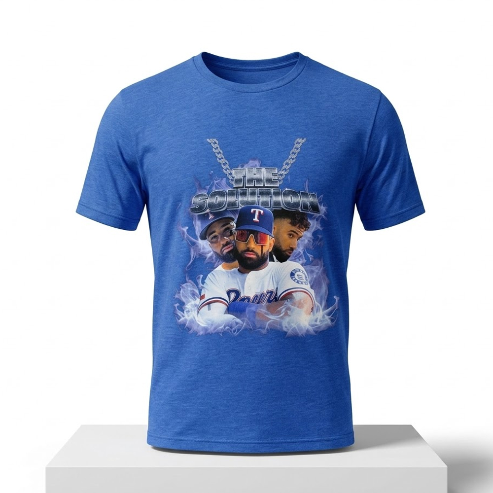 facilitya2's tweet photo. Rep the hottest Rangers gear: Ezequiel Duran “The Solution” 2026 tee — official look, great fit, ready to ship. Perfect for game day. Shop here: https://t.co/tqvfARynxz
#TexasRangers #Duran #BaseballStyle #MLBFan #facilitya https://t.co/AtEVf0tmqB