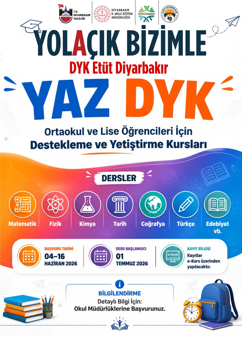 CermikMEM's tweet photo. 📚✏️ Yola Çık Bizimle! Yaz DYK Başlıyor ☀️
Ortaokul ve lise öğrencilerimize yönelik açılacak Destekleme ve Yetiştirme Kursları (DYK) ile öğrencilerimiz yaz dönemini verimli bir şekilde değerlendirme fırsatı bulacak.
@Diyarbakirmem 
@sadoglu_salih 
@CevatBaran9 https://t.co/IYtpUWz2Zy
