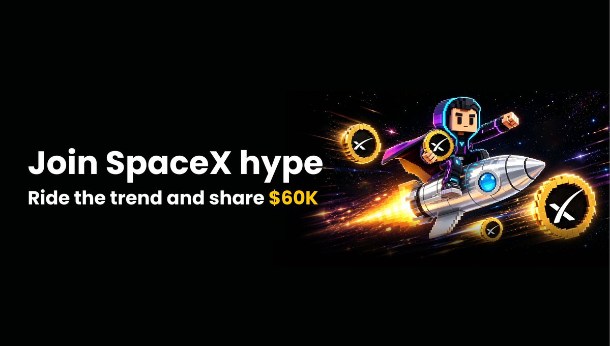 WEEX_Official's tweet photo. 🚀 Join the SpaceX hype and share $60,000!

Trade the momentum and win rewards on WEEX.

📅 06/08/2026 08:00:00 - 06/21/2026 23:59:59 (UTC+8)

👉 Join now: https://t.co/Zb4cM1ru8N

#WEEX #SpaceX #SPCX https://t.co/MEAoYt902C