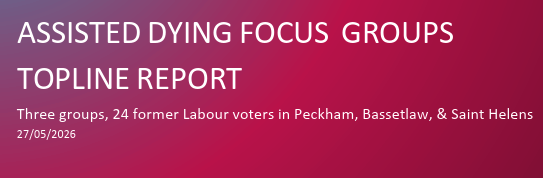 nmdacosta's tweet photo. 🚨Ahead of today's WH debate, JL Partners spoke to former Labour voters in Peckham, Bassetlaw and St Helens about assisted dying. 

Many started off sympathetic.But support fell away when asked obvious questions re safeguards, NHS pressure, coercion, cost and trust 🧵 1/ https://t.co/pXtLpkIsx1