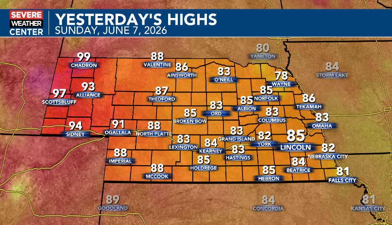 BrandonRector's tweet photo. High temperatures Sunday https://t.co/4HBuP5p2xO