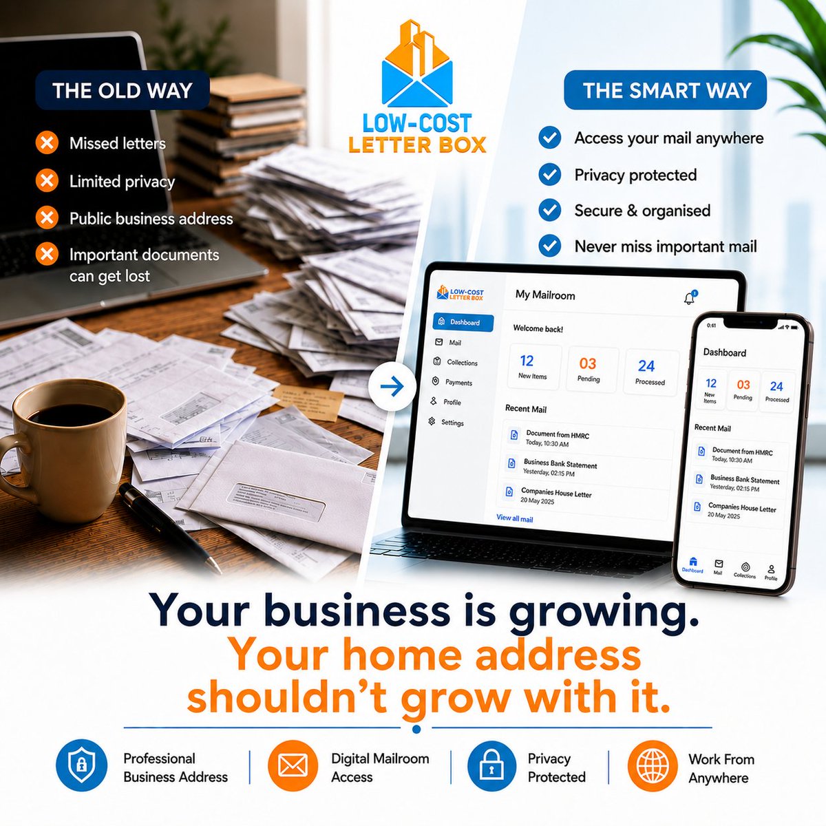 lclbuk's tweet photo. Your business is growing.
Your home address shouldn’t grow with it.

Protect your privacy, never miss important mail, and access your business post from anywhere with our Digital Mailroom.

Learn more at
https://t.co/7wm9UbJqTZ

#VirtualOffice #DigitalMailroom #BusinessGrowth https://t.co/ab3zyWMOOP
