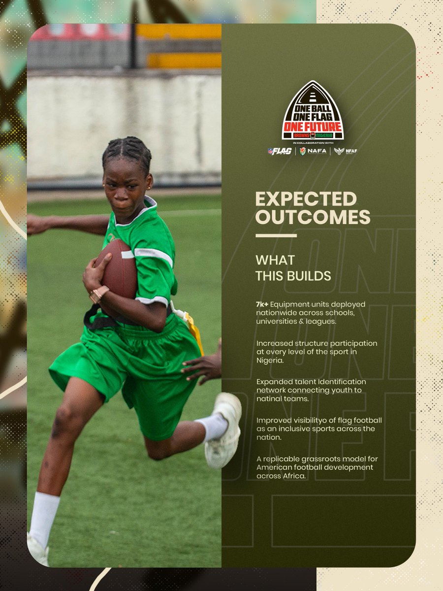 nafa_ng's tweet photo. The greatest impact starts with a simple decision: see a problem and become part of the solution. That’s what One Ball. One Flag. One Future is all about.  More than a campaign, it’s a commitment to building opportunities for the next generation through flag football. https://t.co/lFXXcmV3YC