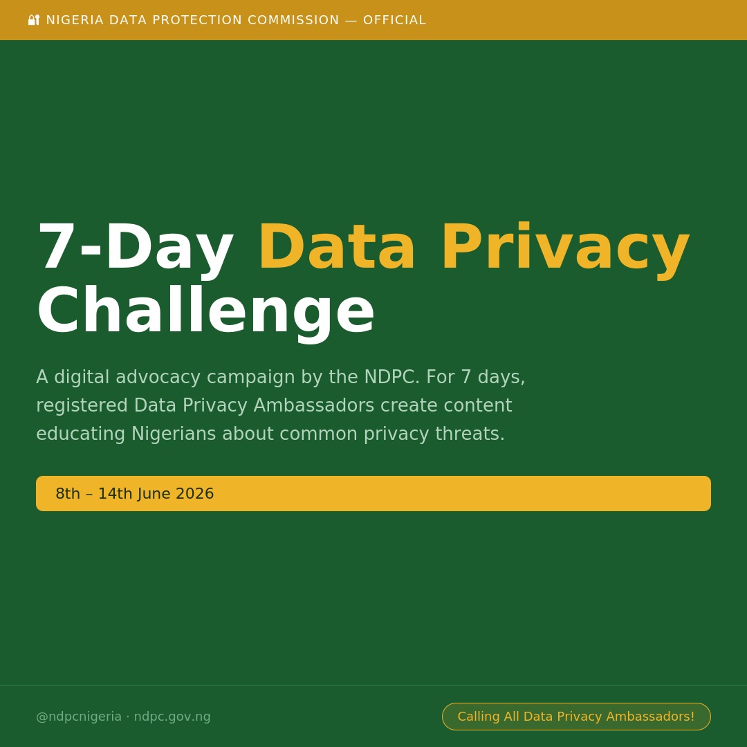 iBeLiveMoveWith's tweet photo. @ndpcngr 

Before entering any online competition, ask:

Who is collecting my data?
What will they do with it?
Is this organisation registered with the NDPC?

#NDPC #DataPrivacyAmbassador #ChampioningPrivacyRights https://t.co/j2CtU4Bff4