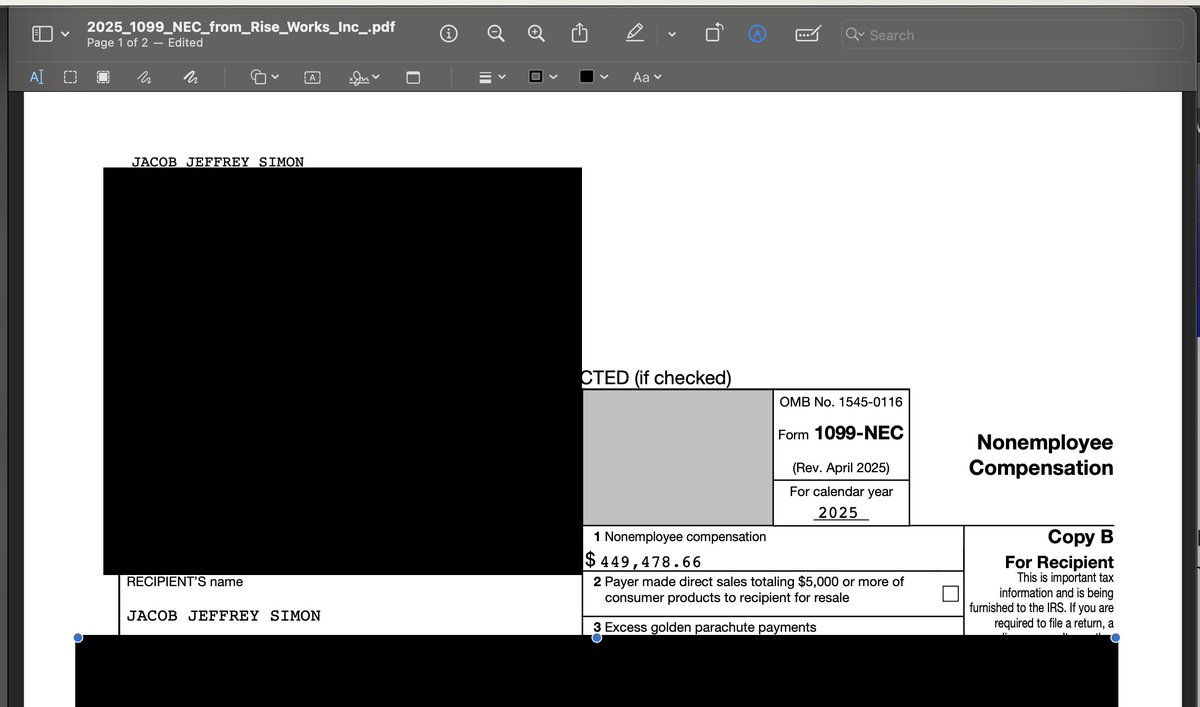 itsjjsimon's tweet photo. My Topstep 1099 said 250k last year

Rise Works said 450k

You can't fake a tax form

That's the proof, this year will be 5x https://t.co/ycRvILJ45a