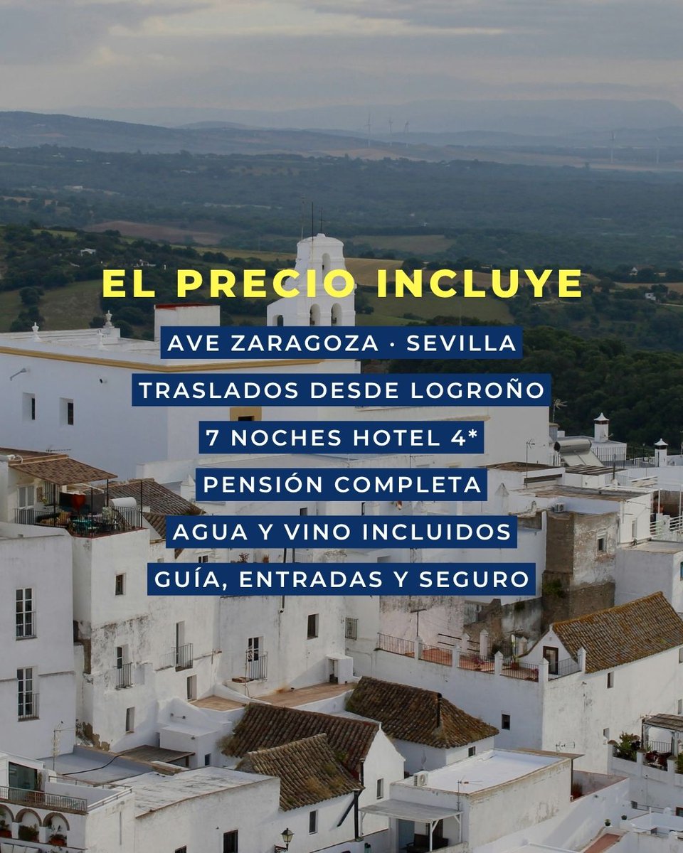 ViajesIncaLogro's tweet photo. ✨ Andalucía en San Mateo ✨

Del 19 al 26 de septiembre, ponemos rumbo a Cádiz, los Pueblos Blancos y Sevilla para disfrutar de un viaje lleno de historia, belleza y tradición.

☀️ Una forma diferente de aprovechar la semana de San Mateo.

#viajesincavisalogroño #andalucía https://t.co/JsbJugEhCv