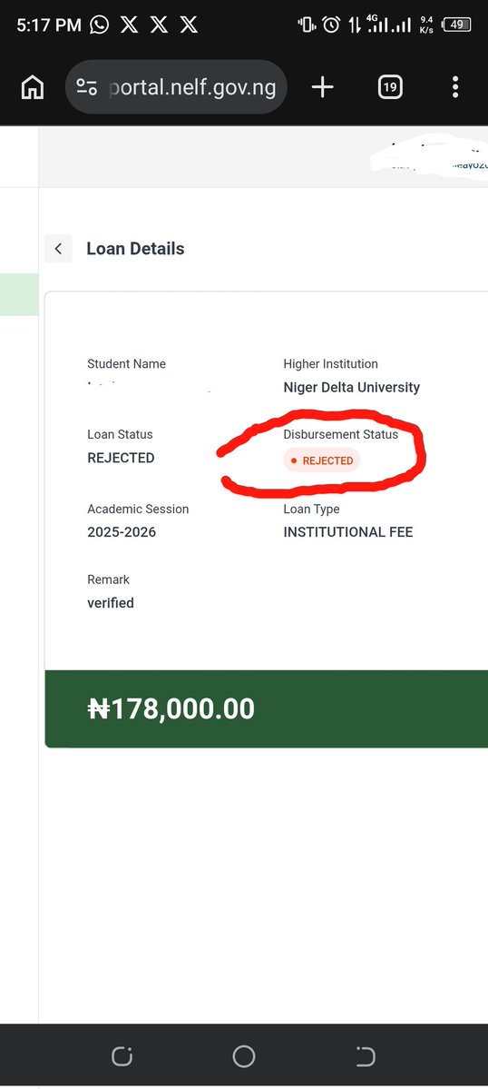 ImojayD's tweet photo. @NELFUND What does this mean and what cause the Rejection? @nelfund https://t.co/oh4n7Xyj60