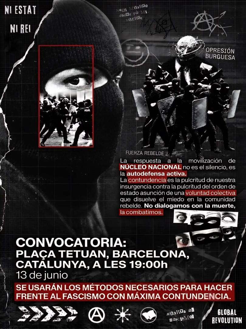 NiEstatNiRei's tweet photo. El día 3 tenemos todxs una cita contra el fascismo en Barcelona.

Desde @niestatnirei y desde la @federacioanarquista nos adherimos a la convocatoria antifascista.

No podemos ceder ni un milímetro contra el fascismo, sin cuartel, sin remordimientos! No debemos dejarles ni resp… https://t.co/PU0cZ9Bfh7