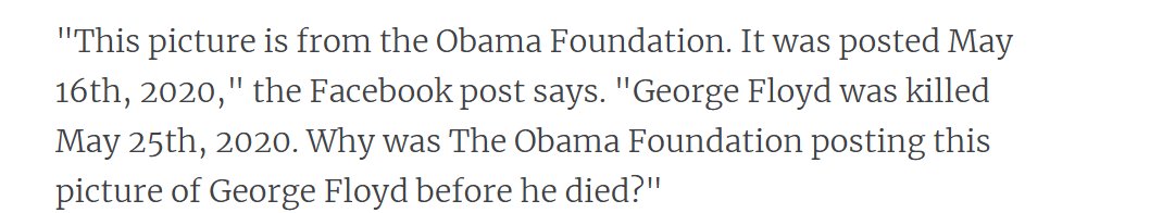 MaureenSHTruth's tweet photo. @Tironianae Floyd "died" May 25th. Obama  Foundation tweeted his image on May 17th! Plus, pallets of bricks appeared across the country AHEAD of time. Rumor: Cup Foods guy was in on the possible "hoax". https://t.co/gsDnftPCeH