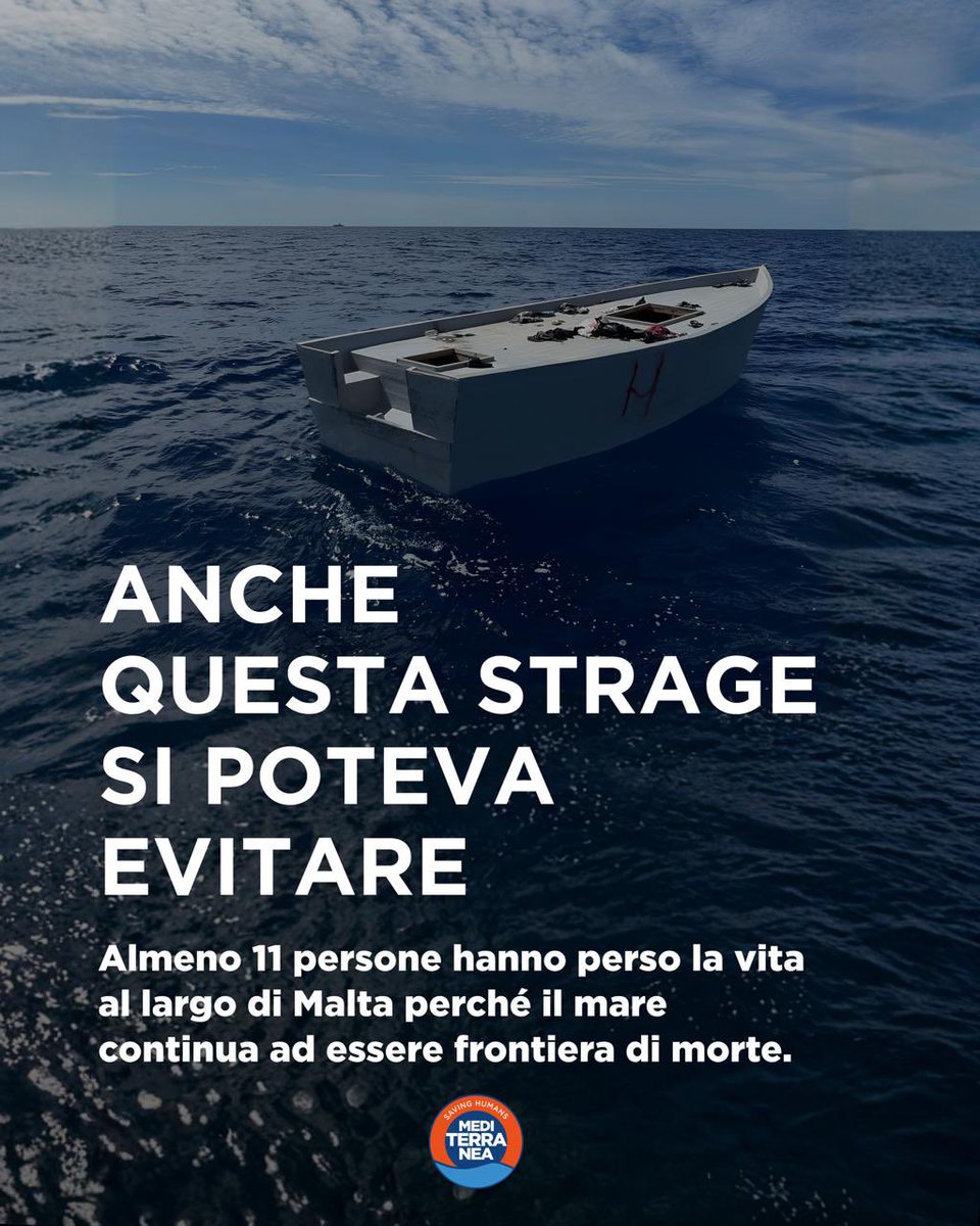 RescueMed's tweet photo. ⚫️ Almeno undici persone hanno perso la vita domenica nel naufragio di un’imbarcazione a sole 40 miglia da #Malta. 

I corpi delle vittime e 53 sopravvissute, soccorse dalla @guardiacostiera italiana, sono state sbarcate sull’isola. 

Erano tutte in fuga dalla #Libia. 1/4 https://t.co/SILFxH2pSR