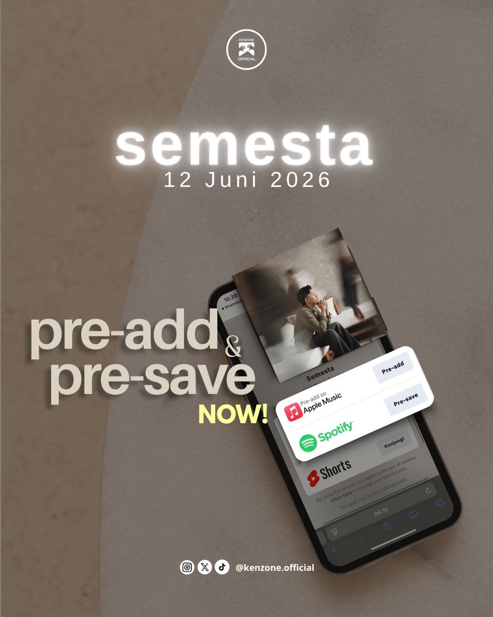 Kenzoneofficial's tweet photo. Counting the days ‘til Kenriz takes us into #Semesta 💫
out on 📌 12.06.2026!

Don’t forget to pre-save / pre-add first 🔗 [https://t.co/5nOG4laNeS]

See u, semesta! 🌍🤍

#Kenriz #KenrizSemesta #KenzoneOfficial https://t.co/1LJvyDiQSM