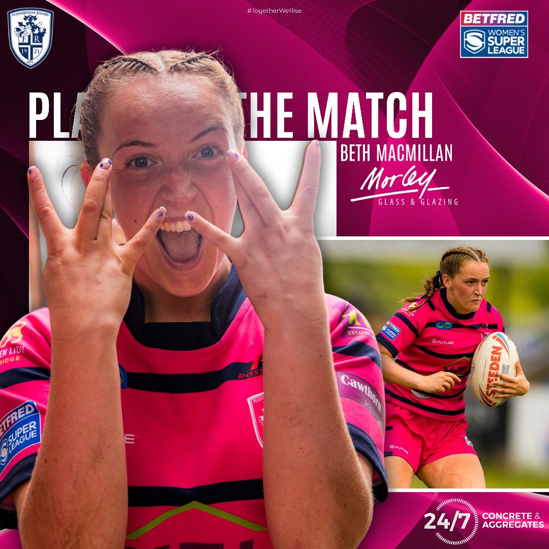 RoversWomenRLFC's tweet photo. 🏆 Settling in well. Beth Macmillan is the Player of the Match from our Super League clash with Barrow Raiders Ladies. 

Beth is sponsored by @MorleyGlassGlaz 

🤝 24/7 Concrete &amp; Aggregates LTD
📸 Steve Biltcliffe Photography

#UTR | #TogetherWeRise https://t.co/ZCA7nuB76k
