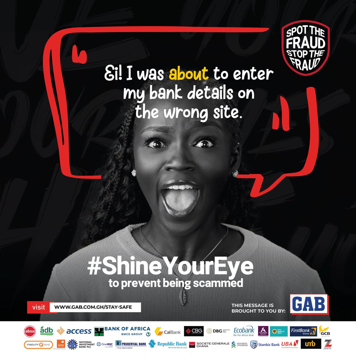 BankersGhana's tweet photo. Shine your eye! Watch for urgent messages, strange links (phishing), or requests for PIN/OTP. 3y3 azaa! Your bank will never ask you for these. Don't click; verify first. https://t.co/4AOxDT4s0g