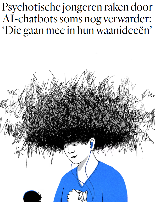 Matthijs85's tweet photo. Je KAN een goede AI-psycholoog ontwikkelen, maar huidige AI-chatbots die daar niet specifiek voor getraind zijn, kunnen ook psychoses uitlokken of verergeren https://t.co/X5QfwpVr9o 🤖 #AI https://t.co/ZxL9wWUns2