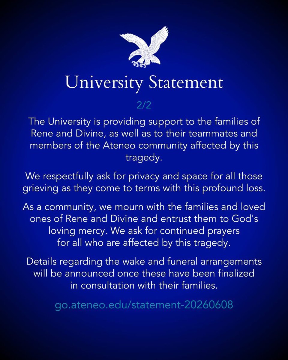 tj_canino's tweet photo. ateneo mourns the passing of rene clert baterbonia and divine adili 

rest in power 🙏😔🕊️

🔗: https://t.co/jru4026rcT https://t.co/hMDqr2NWBh