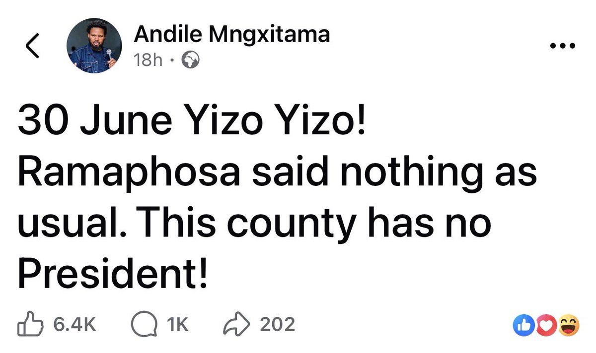 daddyhope's tweet photo. I appeal to Africans living in South Africa to be extremely careful during the month of June, particularly as 30 June approaches. As President Cyril Ramaphosa said yesterday, there are hidden hands pushing for anarchy and instability in South Africa.

The individual in these screenshots is a Member of Parliament for MK, and he is posting inflammatory material on Facebook at a time when tensions are already high. The phrase “Yizo Yizo” may be interpreted by many as a call for confrontation, intimidation, or unrest, which is irresponsible from anyone holding public office.

While the South African government is urging everyone to respect and follow the rule of law, foreign nationals also have a responsibility to protect themselves and avoid situations that could place them in danger. Do not allow yourselves to be drawn into confrontations. Stay alert, avoid potential flashpoints, and be mindful of your personal security and that of your families.

South Africa’s Constitution protects the rights of all people within its borders, and any grievances must be addressed through lawful and democratic means, not through threats, intimidation, or mob action. Watch your back, remain vigilant, and make sure your security arrangements are as tight as possible.