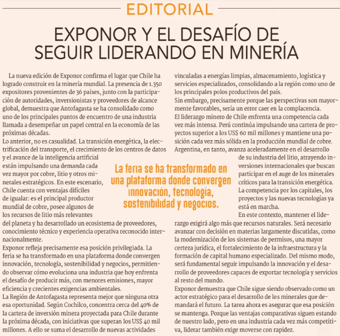 DFinanciero's tweet photo. 💬 #OpiniónDF | Editorial: Exponor y el desafío de seguir liderando en minería
https://t.co/sli02iWMWh https://t.co/xzrN5iSSoX