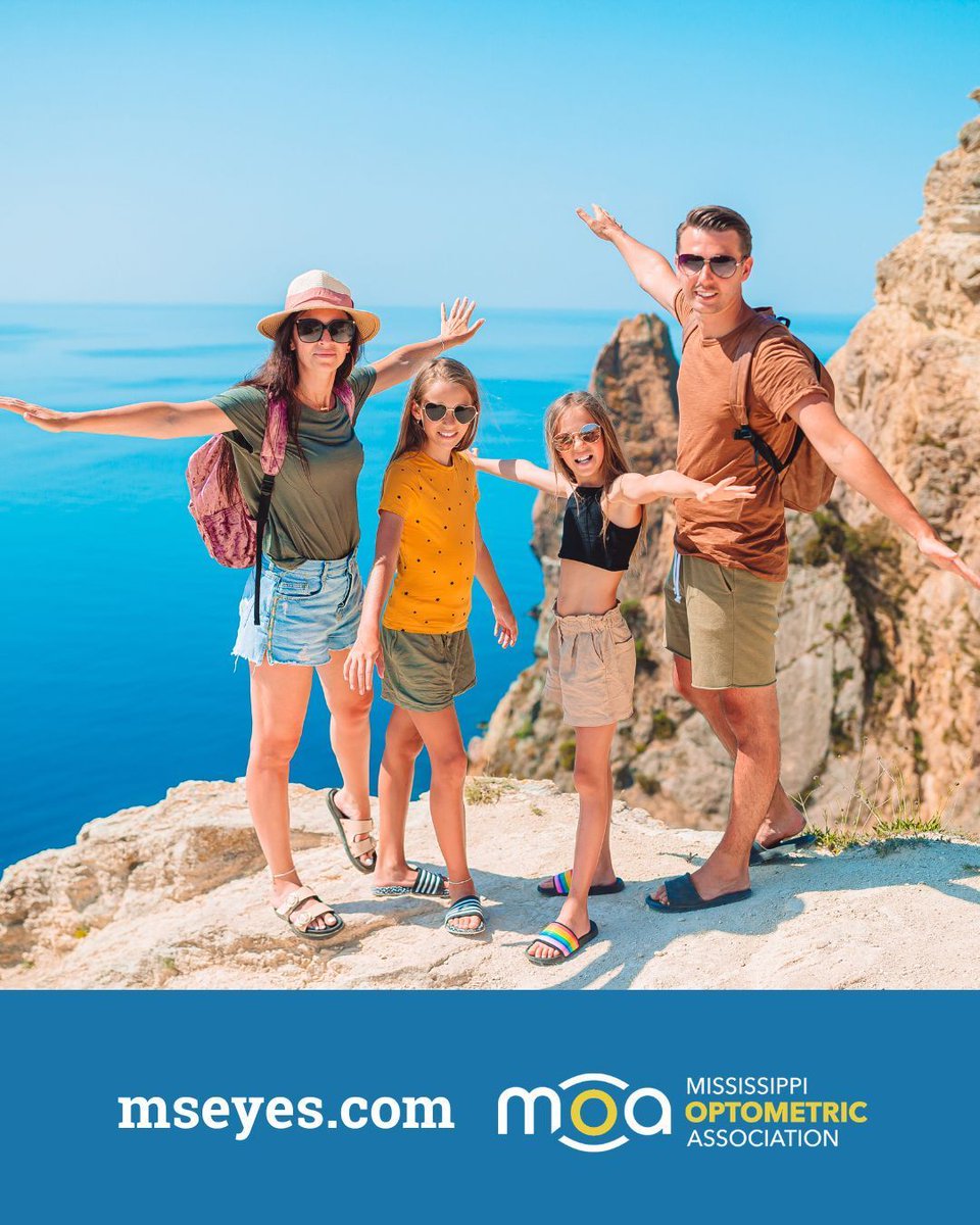 MSOptomAssoc's tweet photo. ☀️ Long flights, sunny beaches, and dry cabin air can take a toll on your eyes. 🕶️ Bring UV-protective sunglasses. 💧 Pack eye drops for hydration. 👓 Keep a backup pair of glasses. 📅 Schedule an eye exam before you go. Visit https://t.co/2B7BDWUSPR to find a family eye doctor. https://t.co/16hmqvivw6
