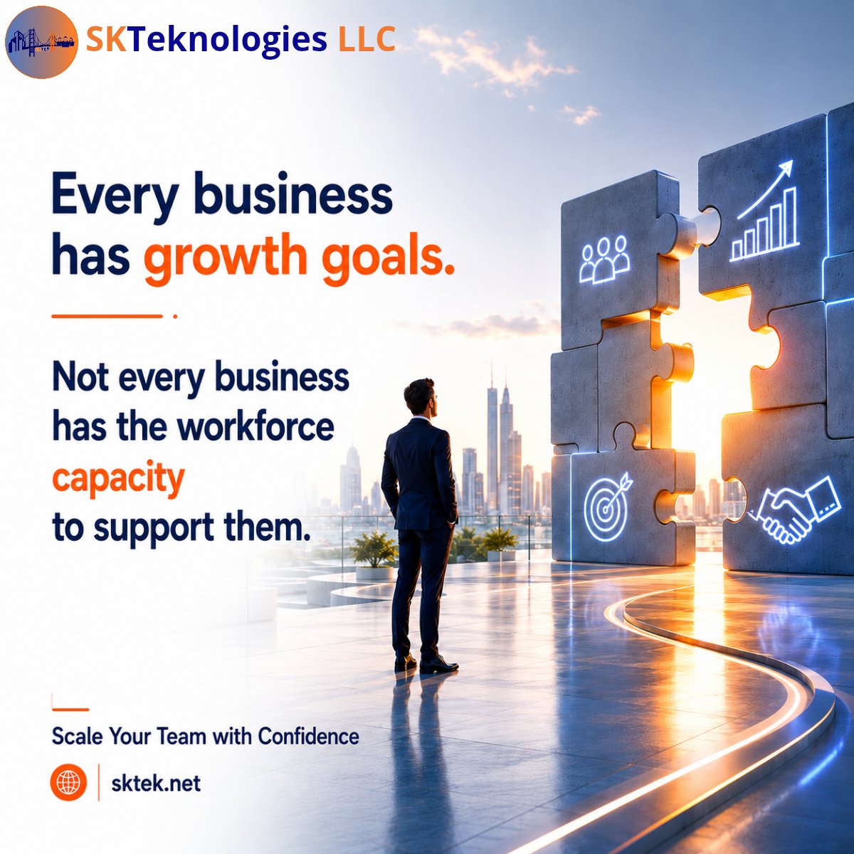 SKTek_LLC's tweet photo. Every business has growth goals.
Not every business has the workforce capacity to support them.
Scale Your Team with Confidence.
ceo@sktek.net| https://t.co/qSXcJ3u6Hd
#BusinessGrowth #WorkforceStrategy #SKTek https://t.co/96DPpYoiCr