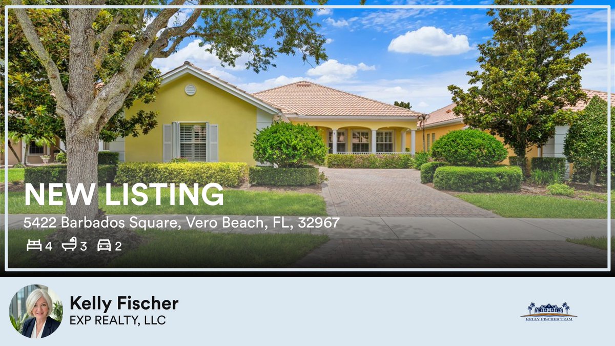 KellyFischerFL's tweet photo. 🛌 4 🛀 3 🚘 2
📍 5422 Barbados Square, Vero Beach, FL, 32967

My latest listing on RateMyAgent.
FL BK3063437
https://t.co/TgjmTs4r9G

...
#ratemyagent #realestate https://t.co/63D3ciWEGo