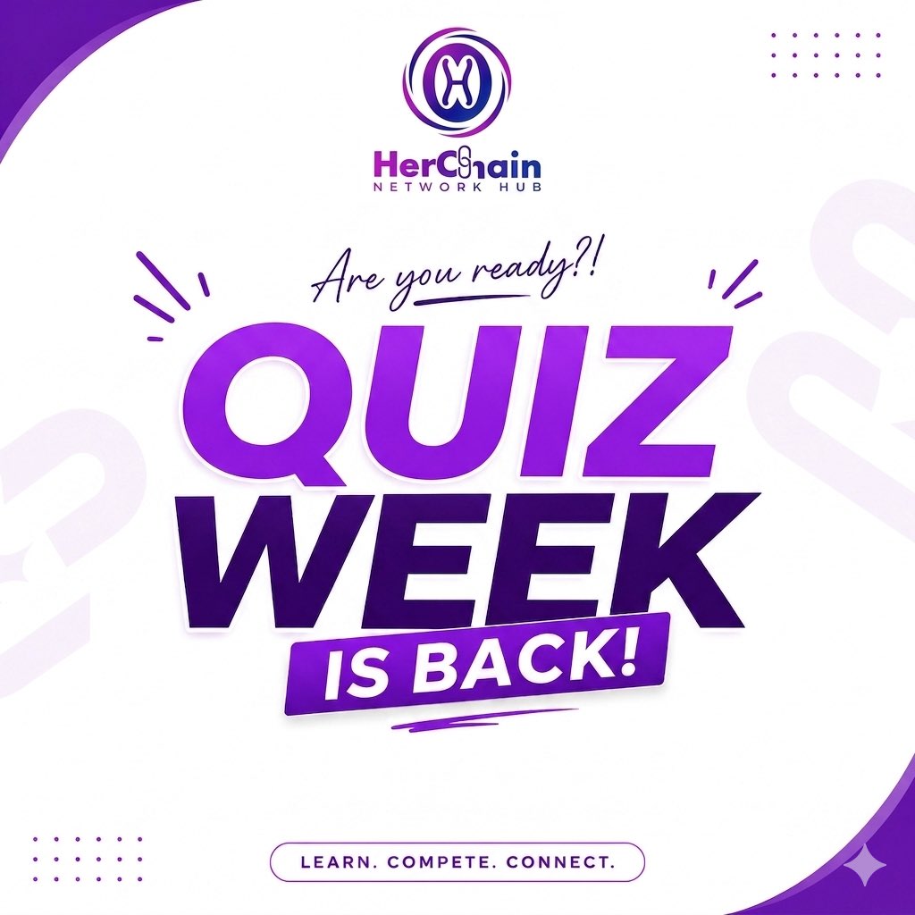 herchain's tweet photo. 🚨 QUIZ WEEK IS BACK! 💜

Join us this  Wednesday &amp; Friday for fun, learning, and a chance to win.

🏆 1st, 2nd, 3rd Place + 1 Random Winner will receive cash prizes.

This is exclusively for HerChainers.
Not in the community yet? (Ladies only 👩🏽‍💻)

https://t.co/RRBjLNGiaQ https://t.co/Fo7JXfF0FM