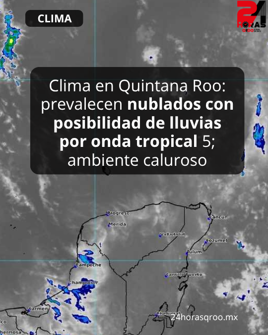 24HorasQR's tweet photo. 🔴CLIMA | 🌦️⚠️ La onda tropical 5 mantendrá cielo nublado, lluvias y ambiente muy caluroso en Quintana Roo este lunes. Consulta el pronóstico completo y el clima en tu municipio.  👇🌴🌧️ #QuintanaRoo #Clima #OndaTropical5  https://t.co/oCx9vw19Gl https://t.co/C77wcgzWqA
