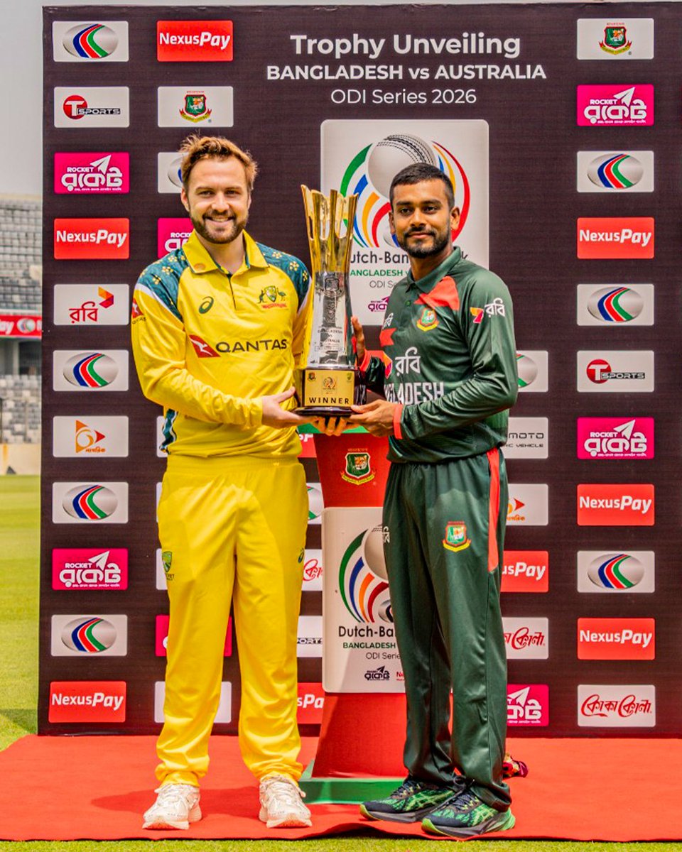 ESPNcricinfo's tweet photo. A bilateral men's ODI series between Bangladesh and Australia for the first time in 15 years 🇦🇺🇧🇩 https://t.co/hOqAqhxh11