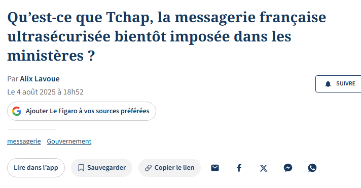 seblatombe's tweet photo. C'était l'année dernière : "Dès septembre, les agents de la fonction publique devront délaisser les applications étrangères au profit de cette plateforme gérée par l’État. Elle doit protéger les échanges sensibles face aux cyberattaques et ingérences étrangères." https://t.co/6BzqGZPewi