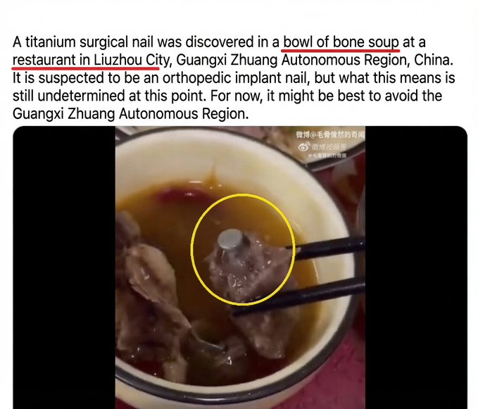 WarrenVsCCP's tweet photo. Strange???

Why would they use a titanium surgical nail on a pig in China 🇨🇳? https://t.co/p4dD62WgBk
