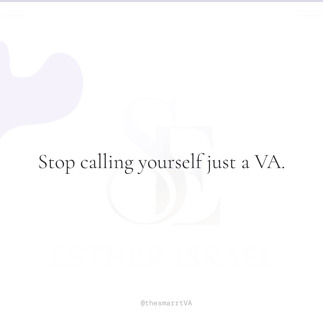 theSmarrtVA's tweet photo. Stop calling yourself "just a VA."

The word "just" is doing damage every time you use it.

You are an operations partner.
A time protector.
A communication system.
A strategic buffer between a founder and everything competing for their attention. https://t.co/4Yio3clfwl